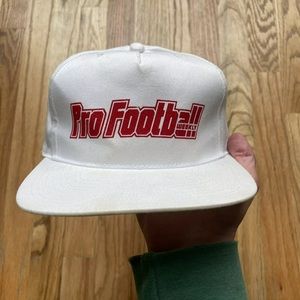 Men's Vintage 90's Pro Football Weekly Magazine Promo White Snapback Hat Cap VTG